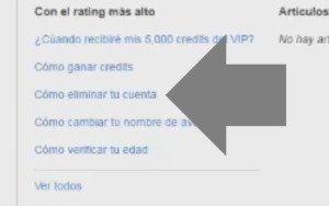 selecciona la opcion como eliminar tu cuenta IMVU